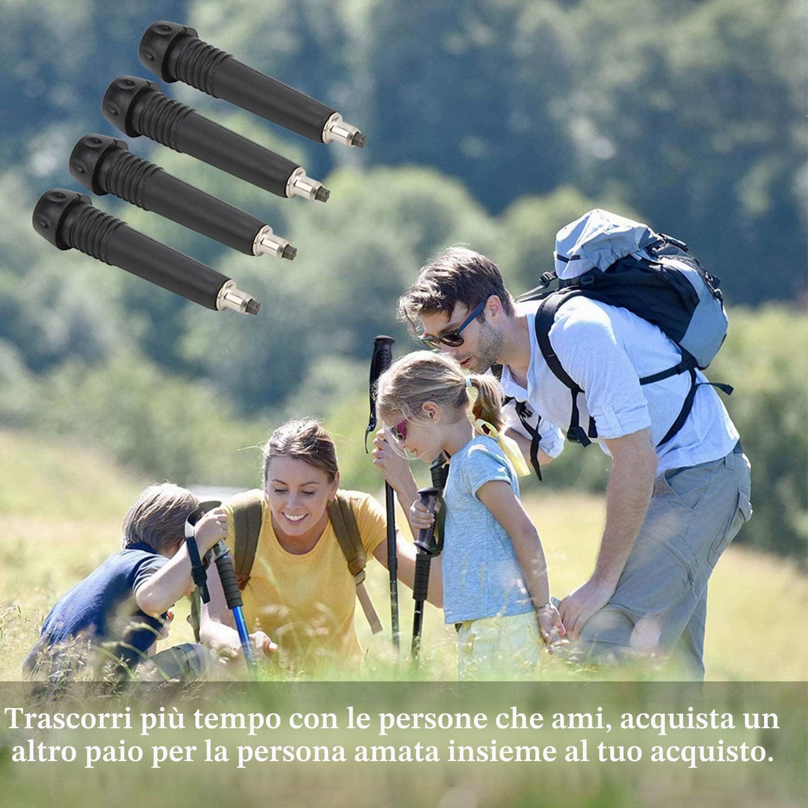 4 Pezzi Punta di Ricambio per Bastoncini da Trekking - Accessori Escursionismo e Arrampicata, Punta Antiscivolo per Camminata in Montagna