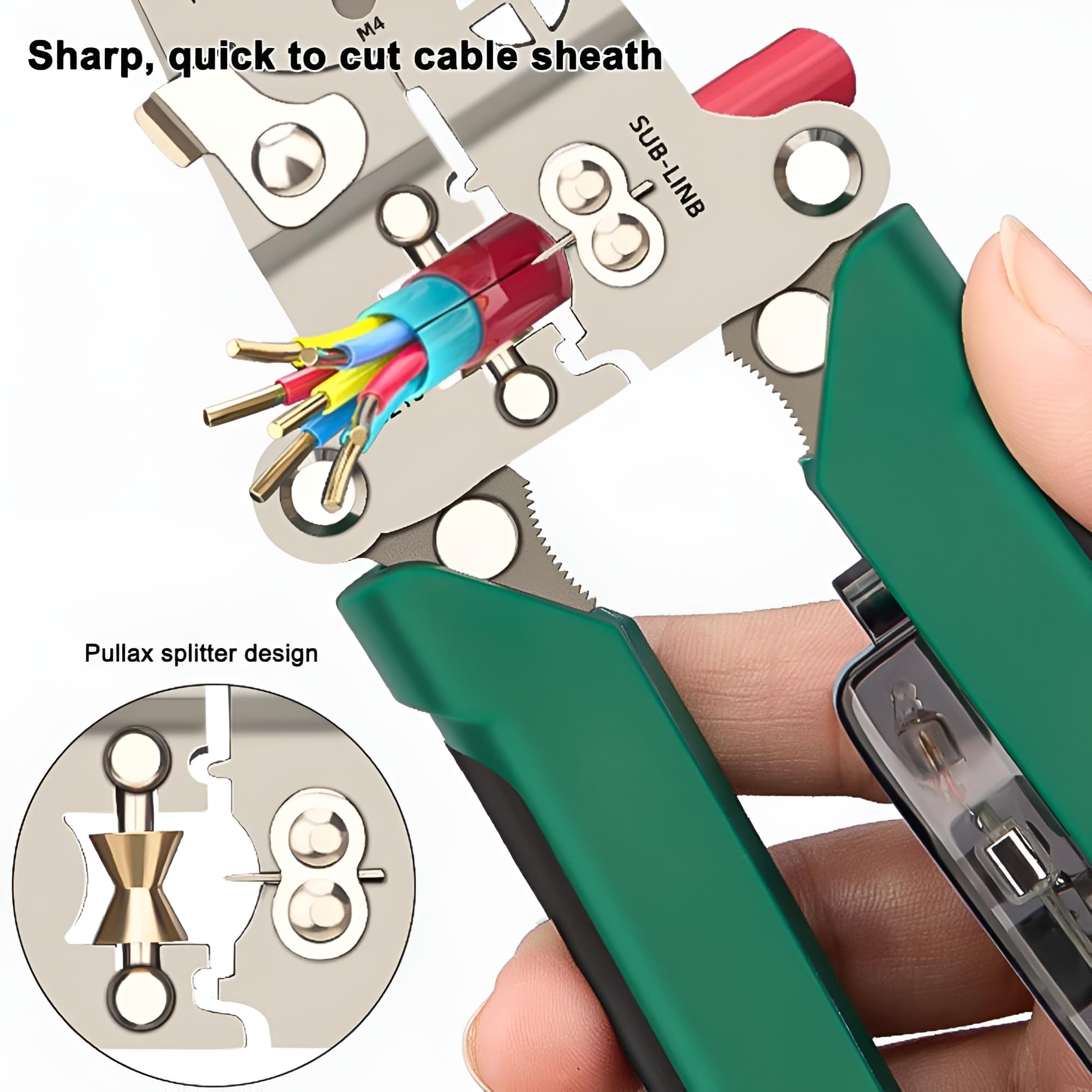 Gopendra Foldable Voltage Tester Wire Stripper Pliers Multi-Function Electrician Tool with 12-250V Detection High Carbon Steel & Rubber Grip (Green, Wire Stripper with Voltage Tester) 2