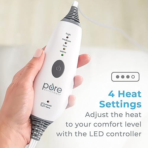 Miniatura 4 de Pure Enrichment PureRelief Express Designer Series - Almohadilla térmica eléctrica de 12 x 15 pulgadas, calentamiento rápido con 4 ajustes de calor,