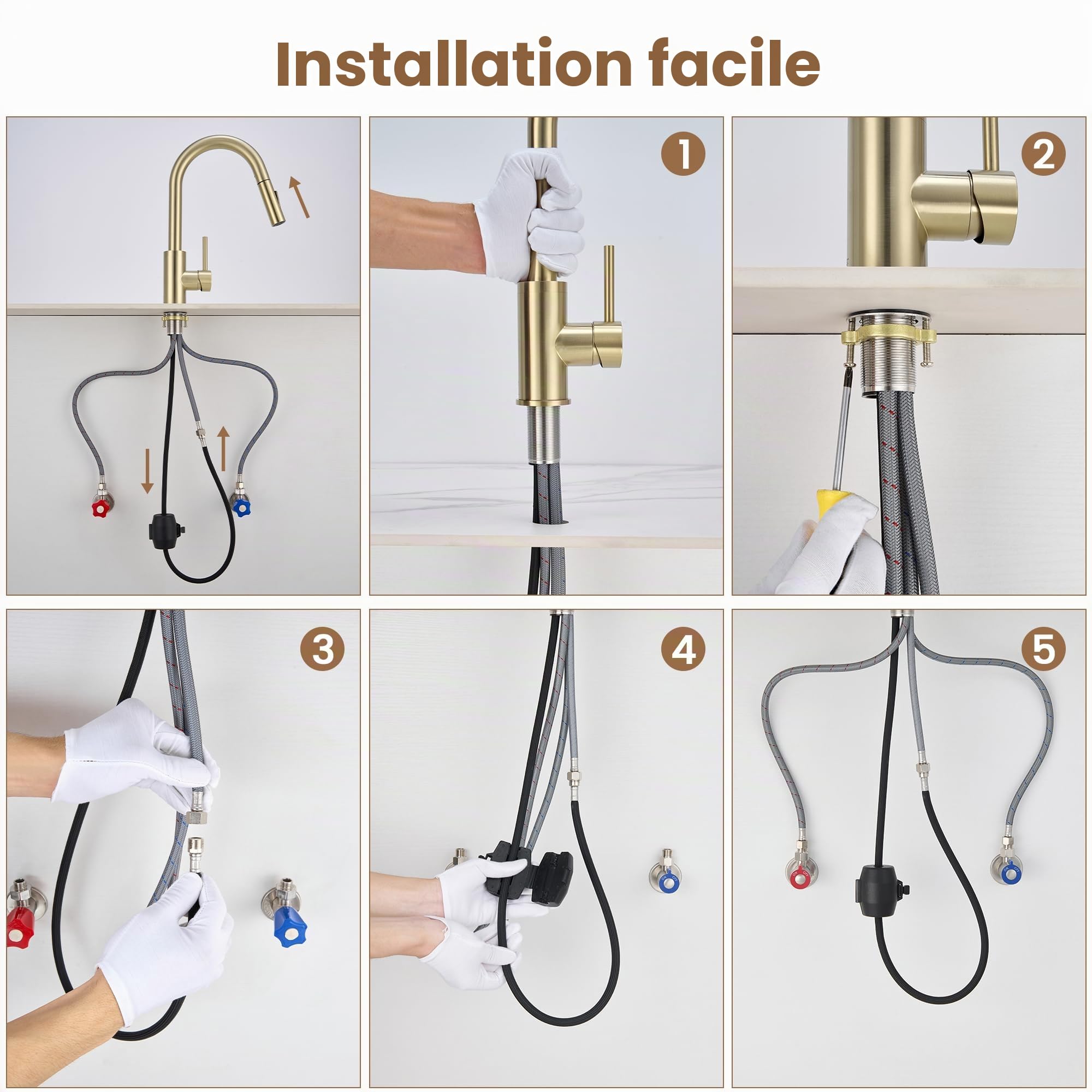 KPW Mitigeur Évier de Cuisine avec Bec Extractible en Acier Inoxydable
