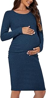Smallshow Women's Knit Maternity Dress Long Sleeve Pregnancy Clothes - Buy now