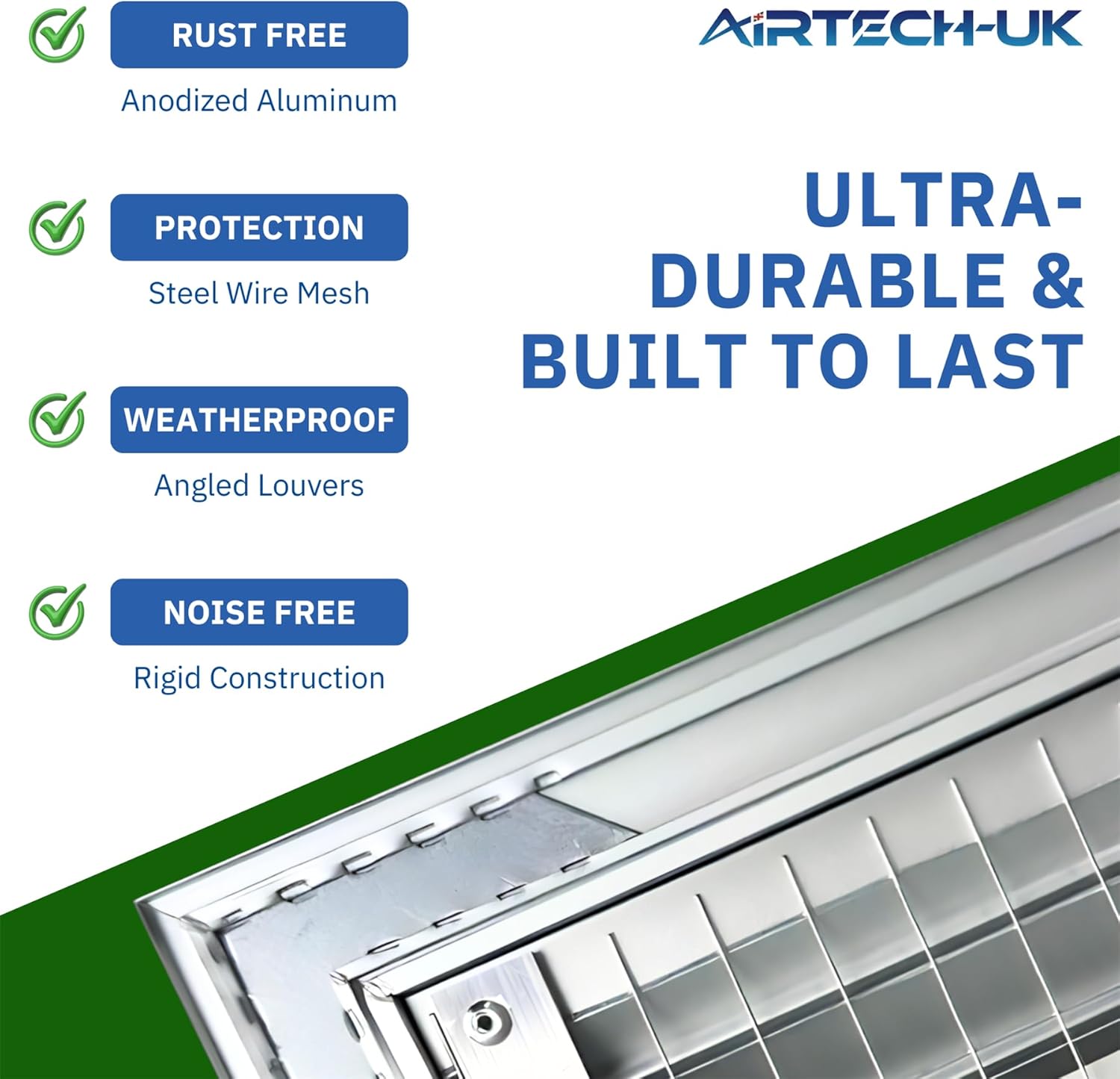 Airtech Anodized Aluminum Louvre Grille 300 x 300 mm: Premium Weatherproof for Your Home