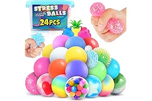 OleOletOy 24 Pack Stress Ball Kit: Fidget Toys for Adults and Kids
