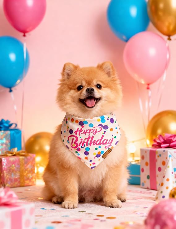 Dog Birthday Bandana,Dog Birthday Decorations(Size M)