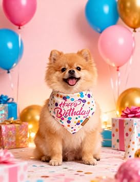 Dog Birthday Bandana,Dog Birthday Decorations(Size M)