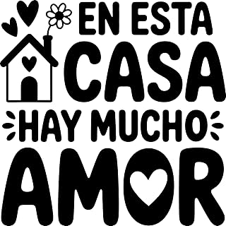 Vinilo Decorativo para Hogar con Frase Familiar "En Esta Casa Hay Mucho Amor", Adhesivo Inspirador para Salón, Dormitorio ...