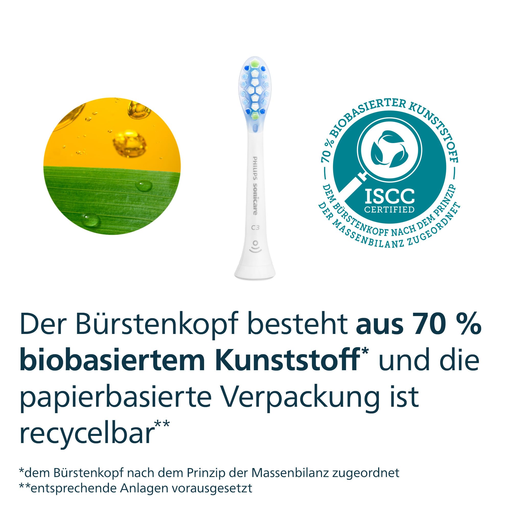 Philips Sonicare C3 Premium Plaque Defense, Original Ersatzbürstenköpfe, Weiß, 4er-Pack, HX9044/87