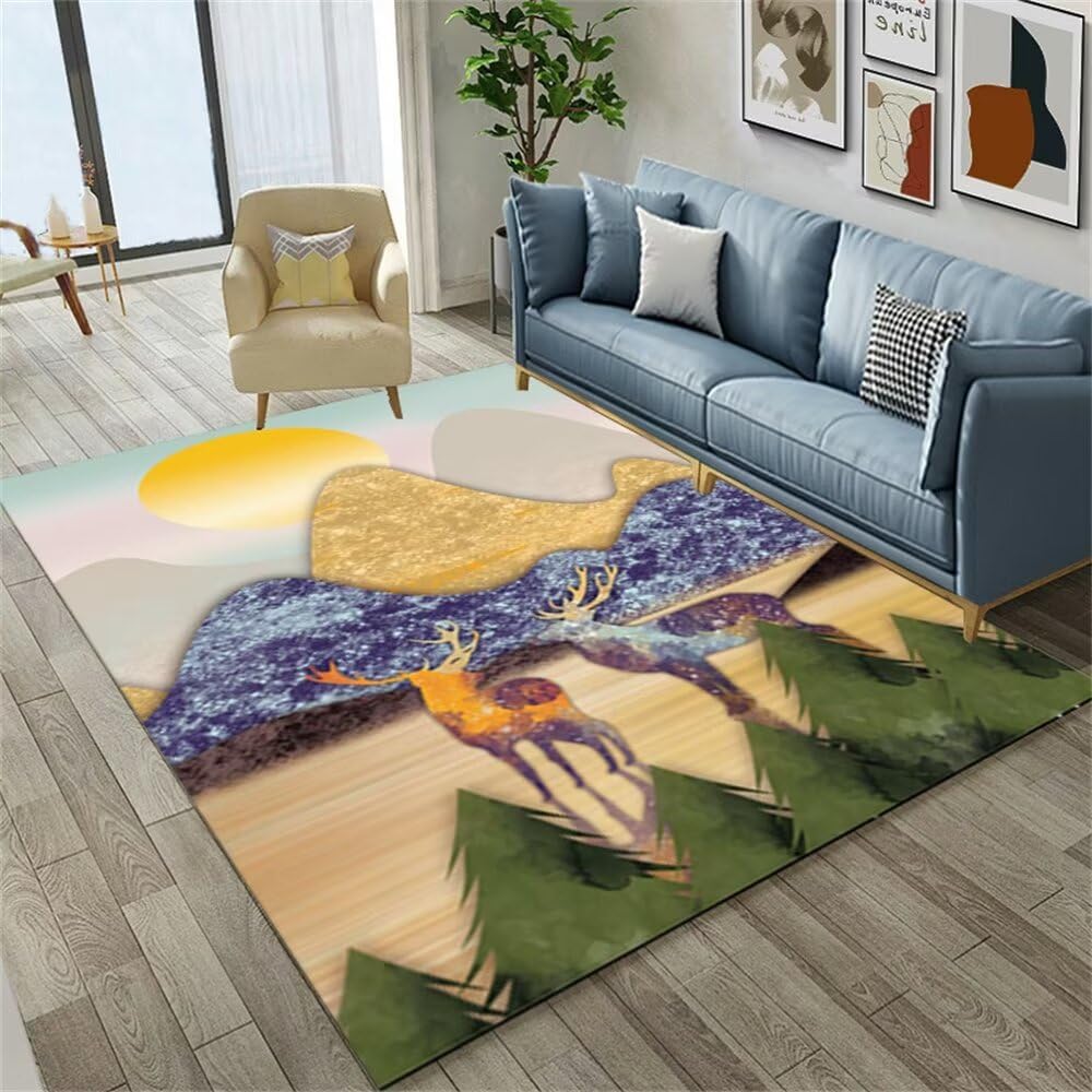 Tapis salon poil court 170x240cm antidérapant grand tapis chambre ado doux