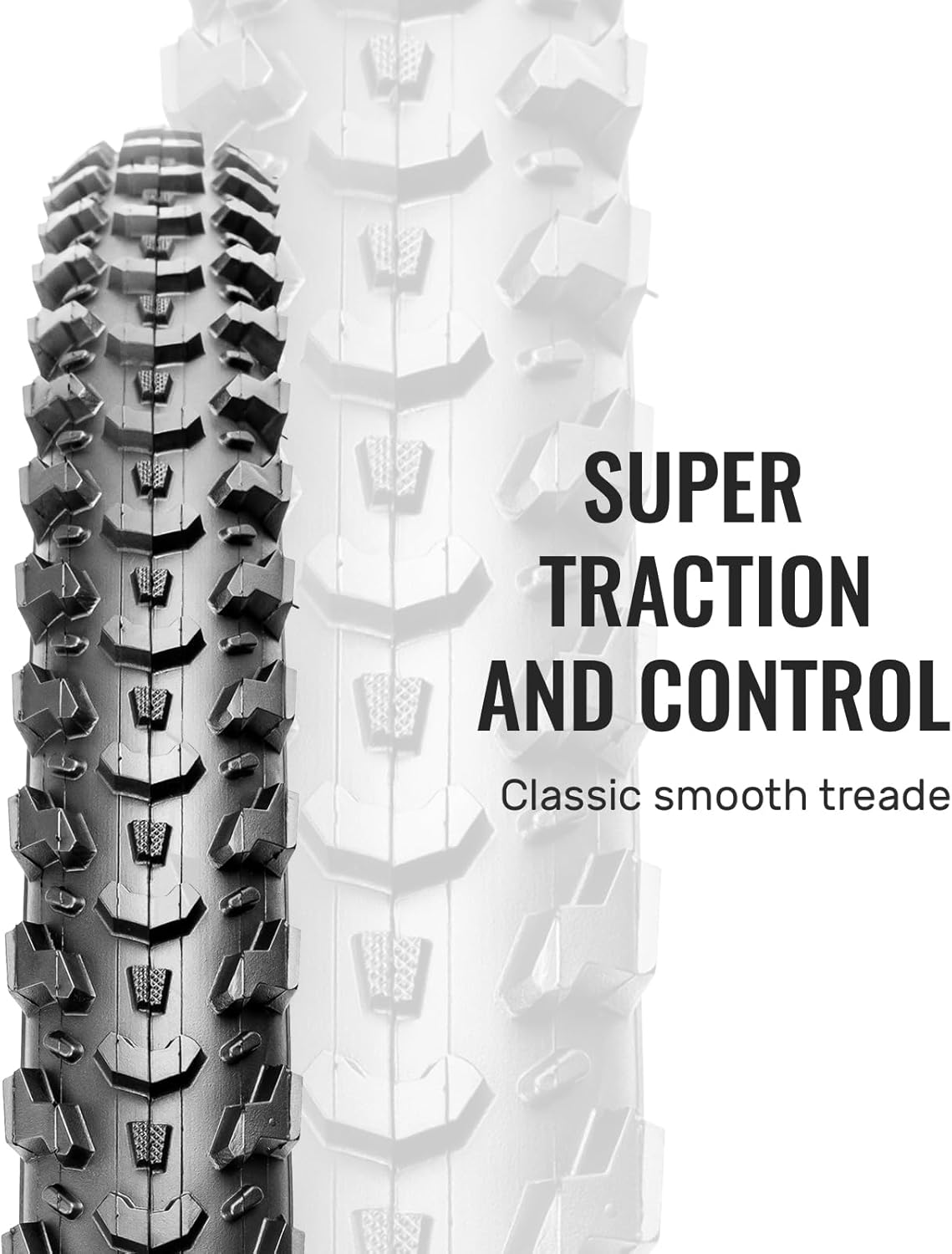 MOHEGIA Mountain Bike Tires Set: 2 Pack 20/24/26x2.125 Inch Folding Bicycle Tires Replacement and Pair 20/24/26 Inch Inner Tubes Schrader Valve with Tire Levers