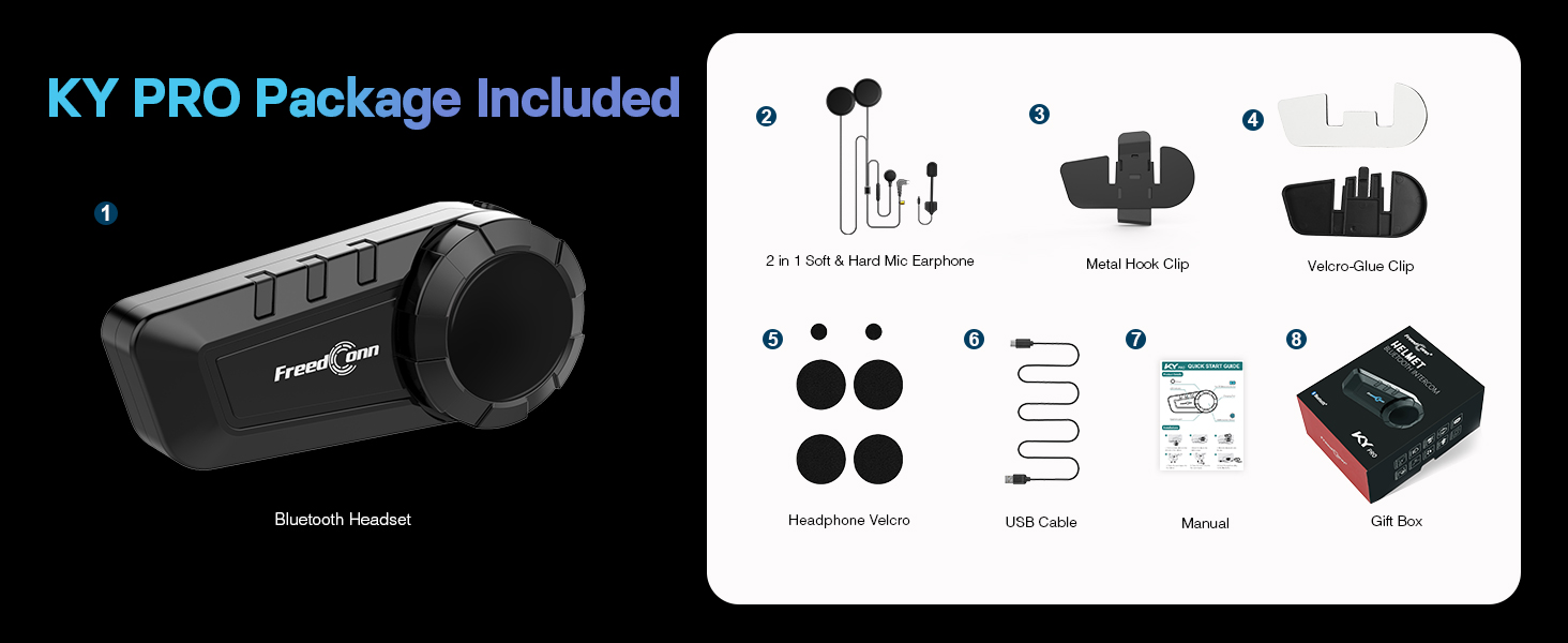 Amazon.com: FreedConn KY PRO Motorcycle Bluetooth Headset, 6-Way