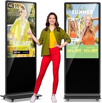 MWE 55 Inch 4K Touchscreen Kiosk, Indoor Floor Standing Digital Signage Displays, Advertising Display LCD Totem, Interactive Display Poster Android System with Auto Media Player