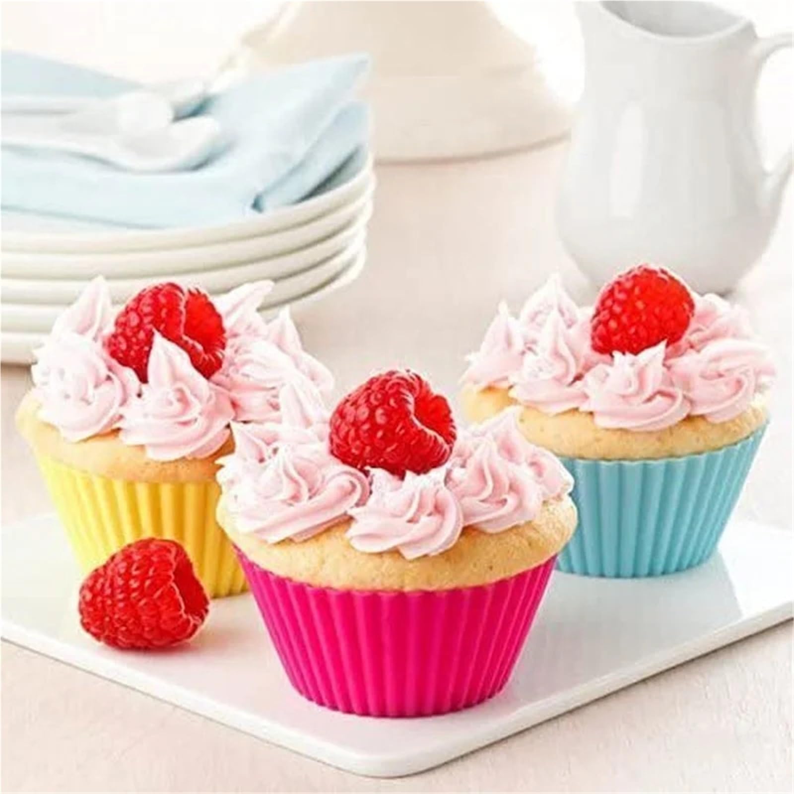 12 stampi in silicone riutilizzabili per cupcake, multiuso, per muffin, pasticceria, cioccolato, dessert, kit di cottura (1 pezzo con 12 fori A)