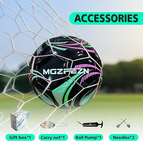 Miniatura 5 de Balón de fútbol para niños, tamaño 3, pelota de fútbol juvenil para niños de 5, 6, 7, 8, 9, 10 años, para interiores y exteriores, con 1 bomba, 1