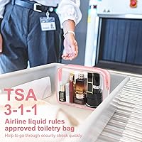 Vista 2 de Wedama Bolsa de aseo aprobada por la TSA, 4 bolsas de cosméticos con cremallera, accesorios de viaje de aeropuerto, bolsas de maquillaje de PVC
