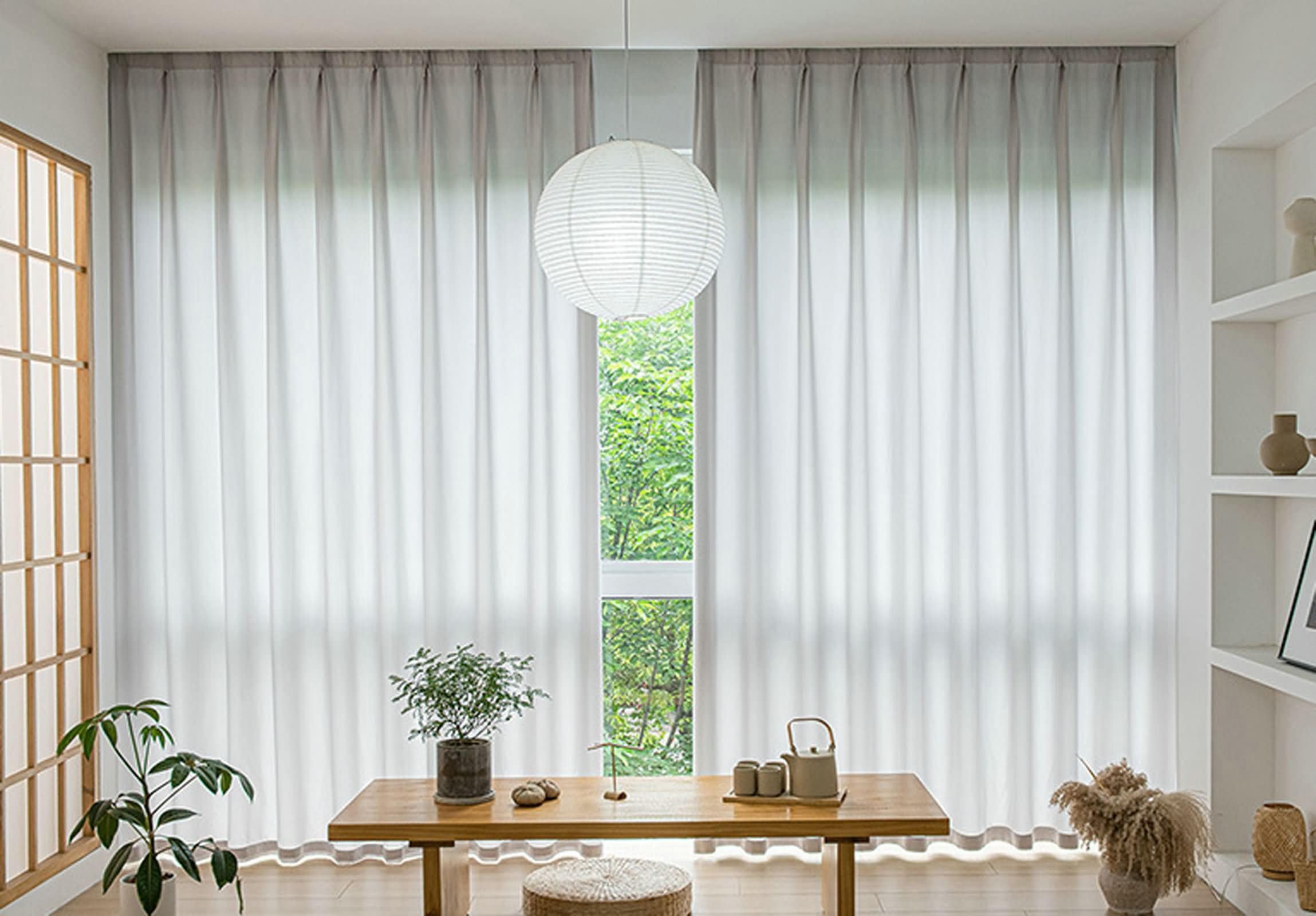 Vorhang Halbtransparent Modern 2er Set,2 x 86W x 183H cm,Wohnzimmer Gardinen Hellgrau Einfarbig Vorhänge Schlafzimmer mit Ösen