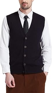 Men's Sweater Vest Wool Blend V-Neck Button Sleeveless Cardigan Vest Sweater - Buy now