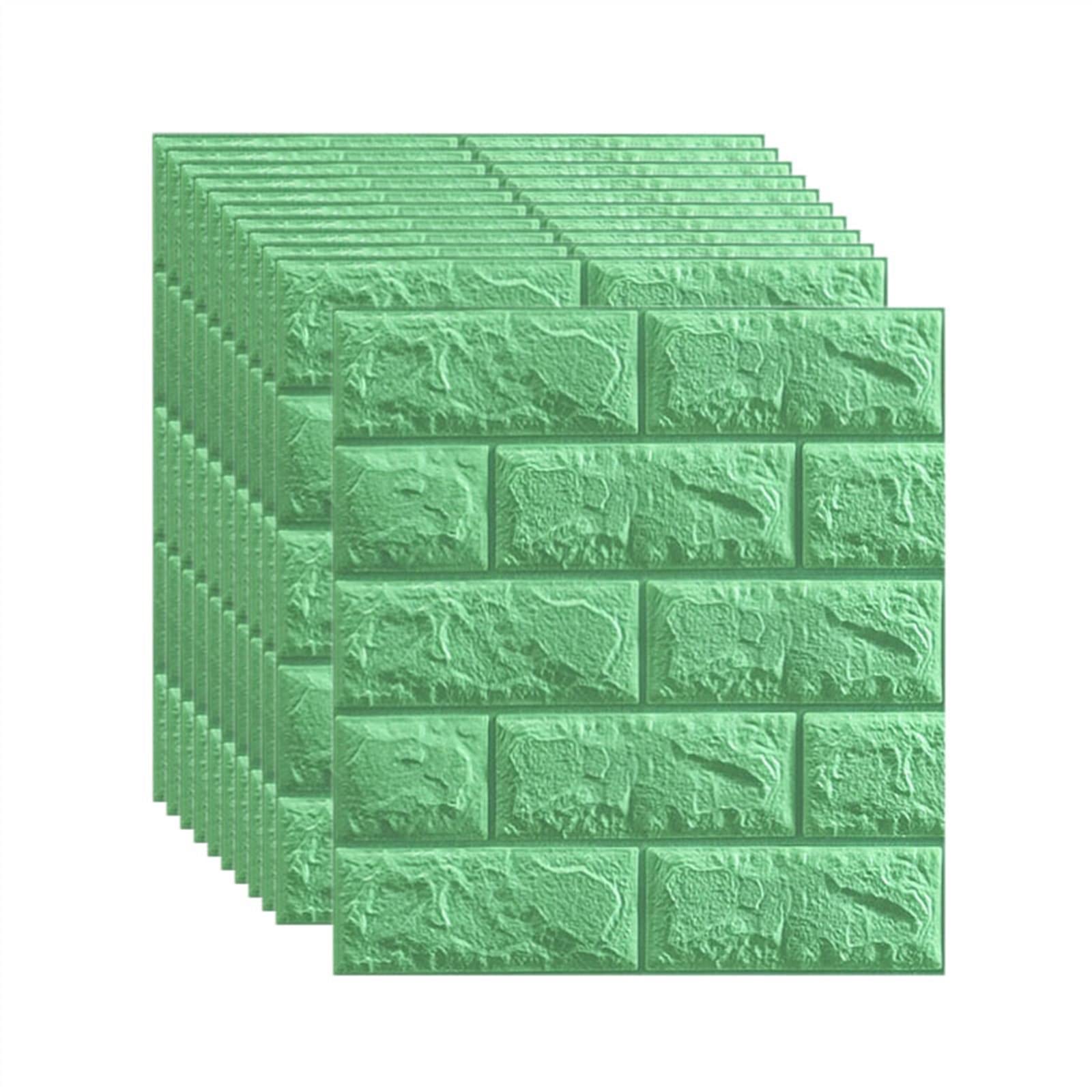 wall Panels， 3D Wall Panels for Interior Decor 20pcs Peel and Stick Self Adhesive Wallpaper Living Room Bedroom(Green1,5mm [35x38cm])