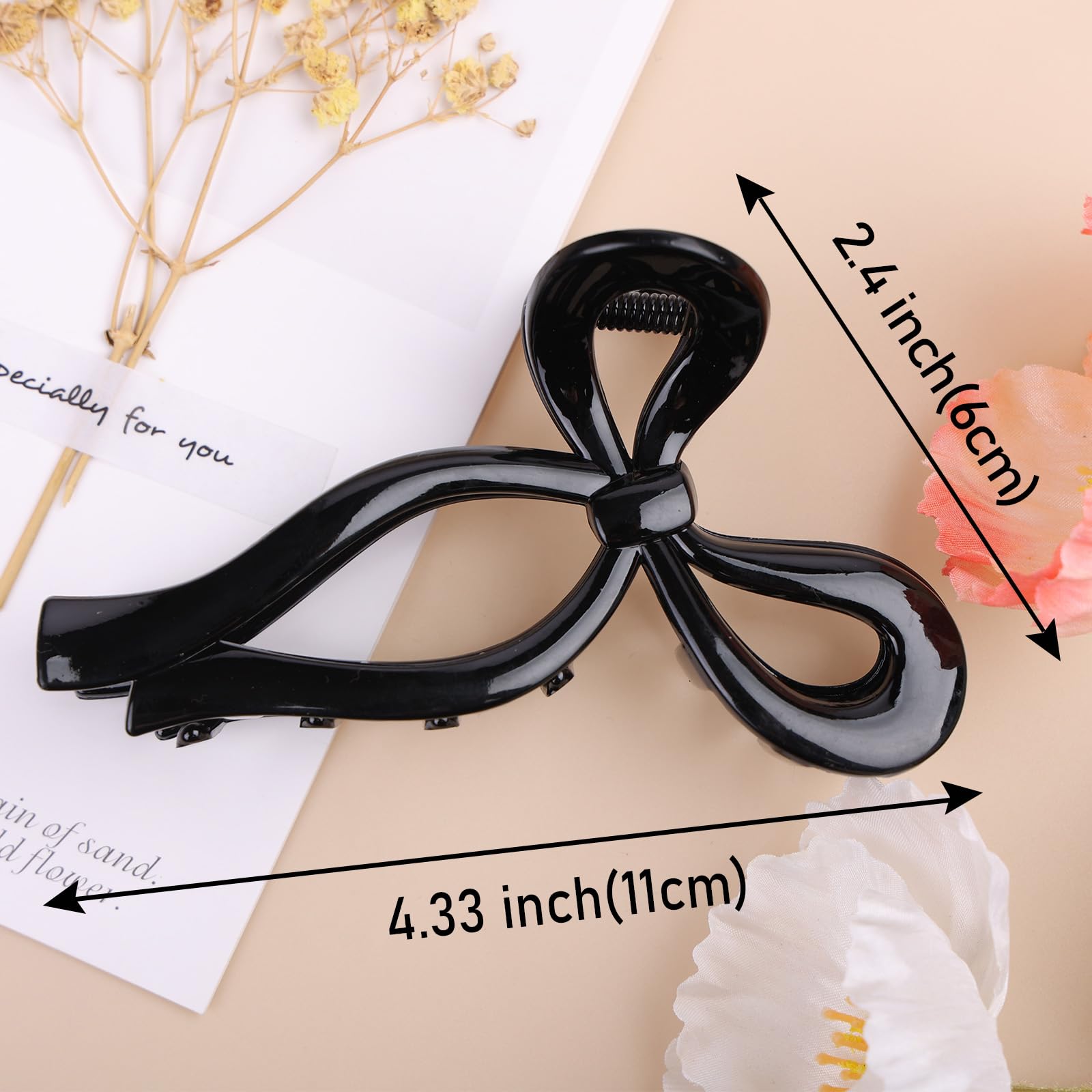 Kesfey 4 Pcs Big Butterfly Bow Hair Claw Clip for Women Large Hair Claws Nonslip Bows Hair Claw Clips Hair Accessories for Girls Thick Hair - Image 2