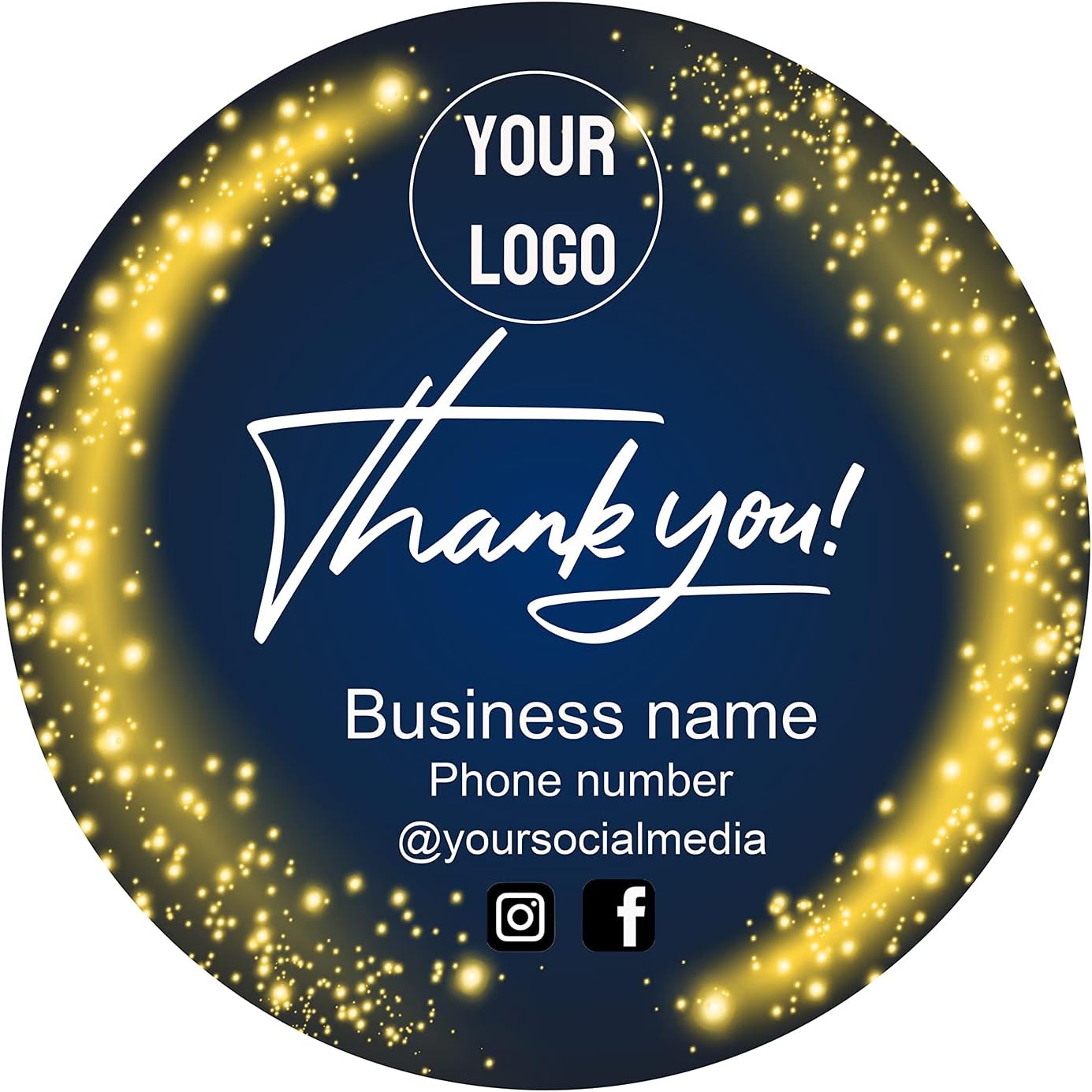 110-pack Custom Round Vinyl Sticker,Personalized UV Print Thank You Small Business Logo Labels,Waterproof (Blue, 3 inch)