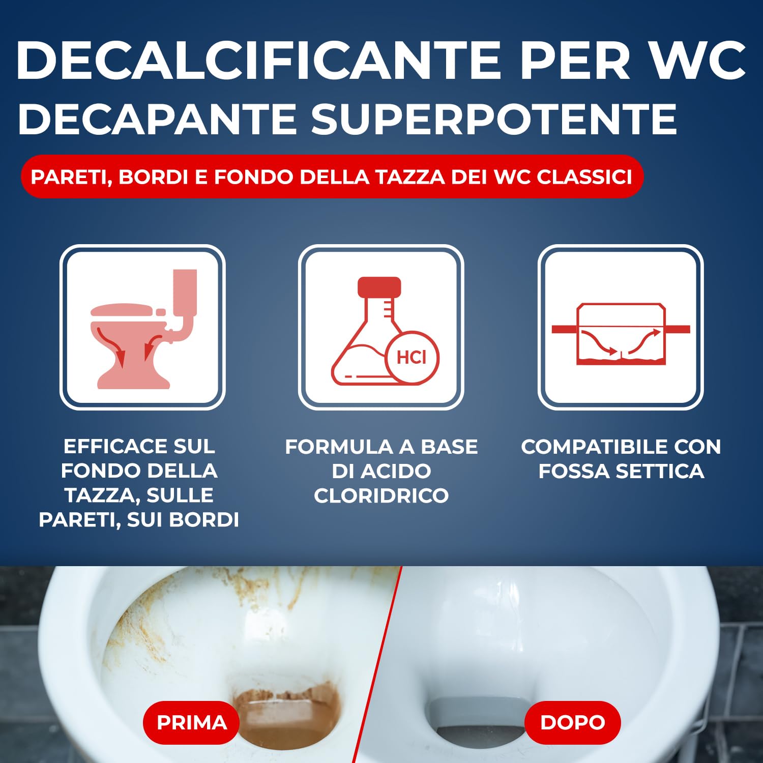 STARWAX - Gel superpotente disincrostante per WC - Azione choc - Compatibile fosse biologiche - Scioglie il calcare - Efficace sul fondo della tazza del WC - 750ml