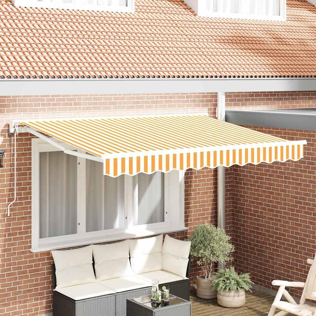 Cadre d'auvent Jaune et Blanc 300 x 200 cm Store banne rétractable avec Toile Polyester Enduit PU, Cadre Aluminium revêtu Poudre, Protection Soleil et Pluie pour Jardin terrasse Patio