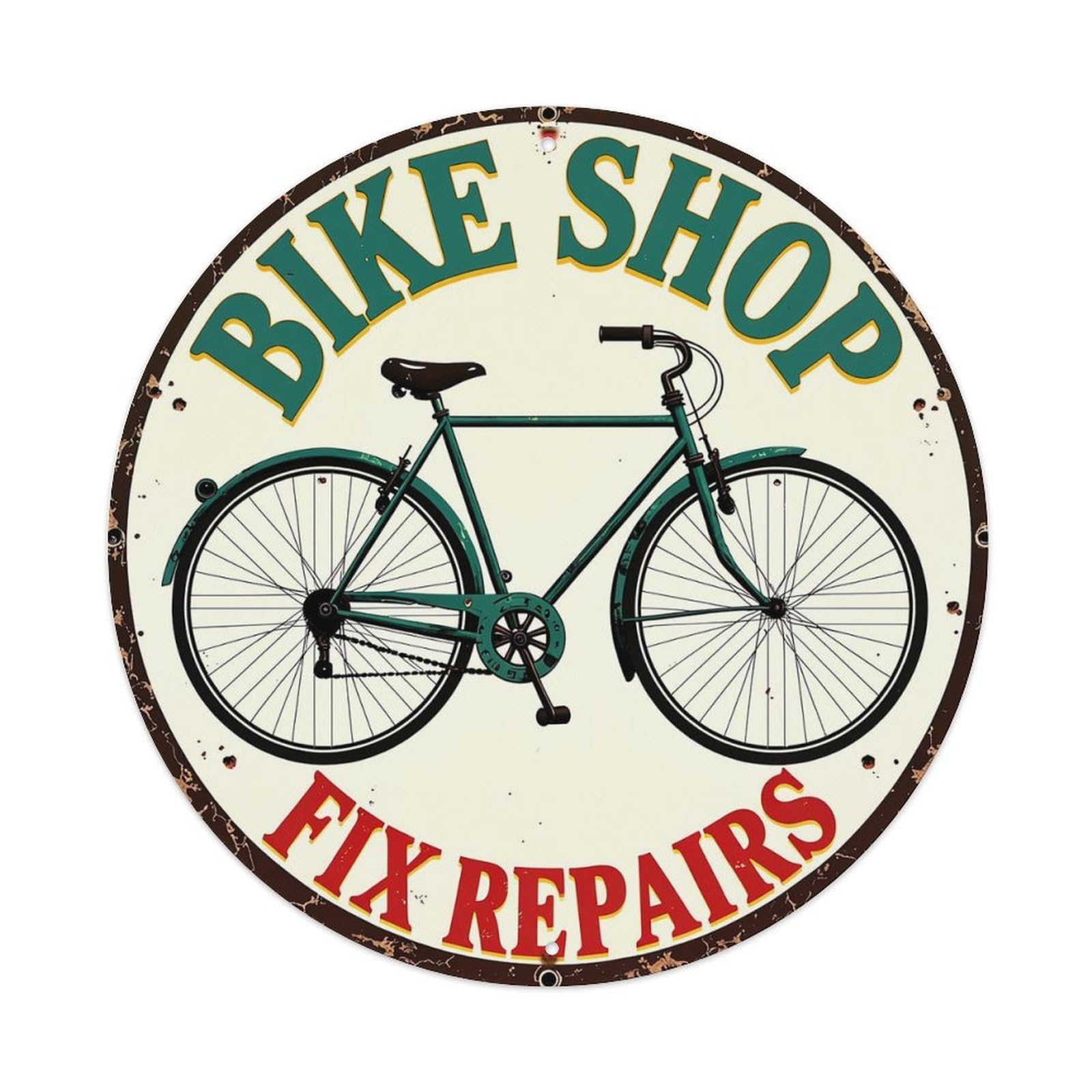 Bike Shop Fix Repairs Metal Tin Sign Plaque