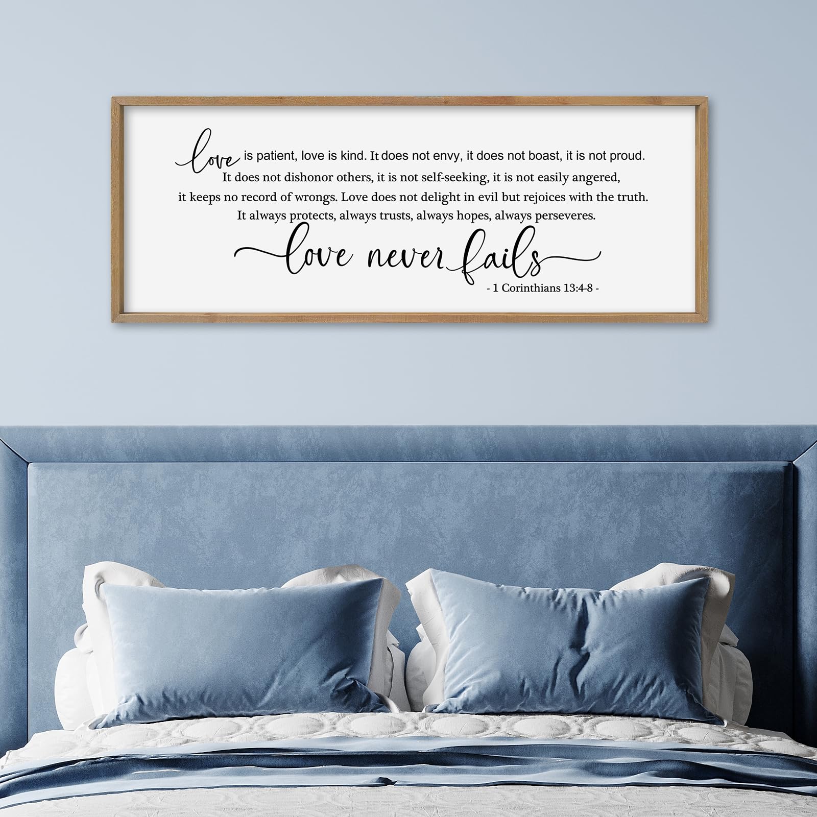 SRSZHIYUE Decorazione da parete con scritta "Love is Patient Kind", 101,2 x 38,2 cm, con cornice in legno cristiano, grande decorazione da parete in legno (legno)