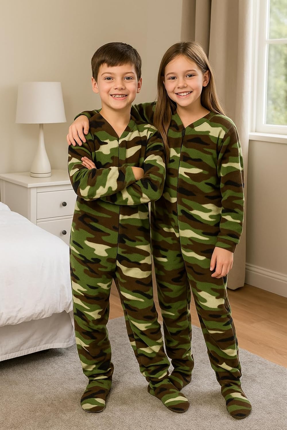 Big Feet Pjs Big Boys Kids Camo Fleece Onesie Footed Pajamas - Image 6