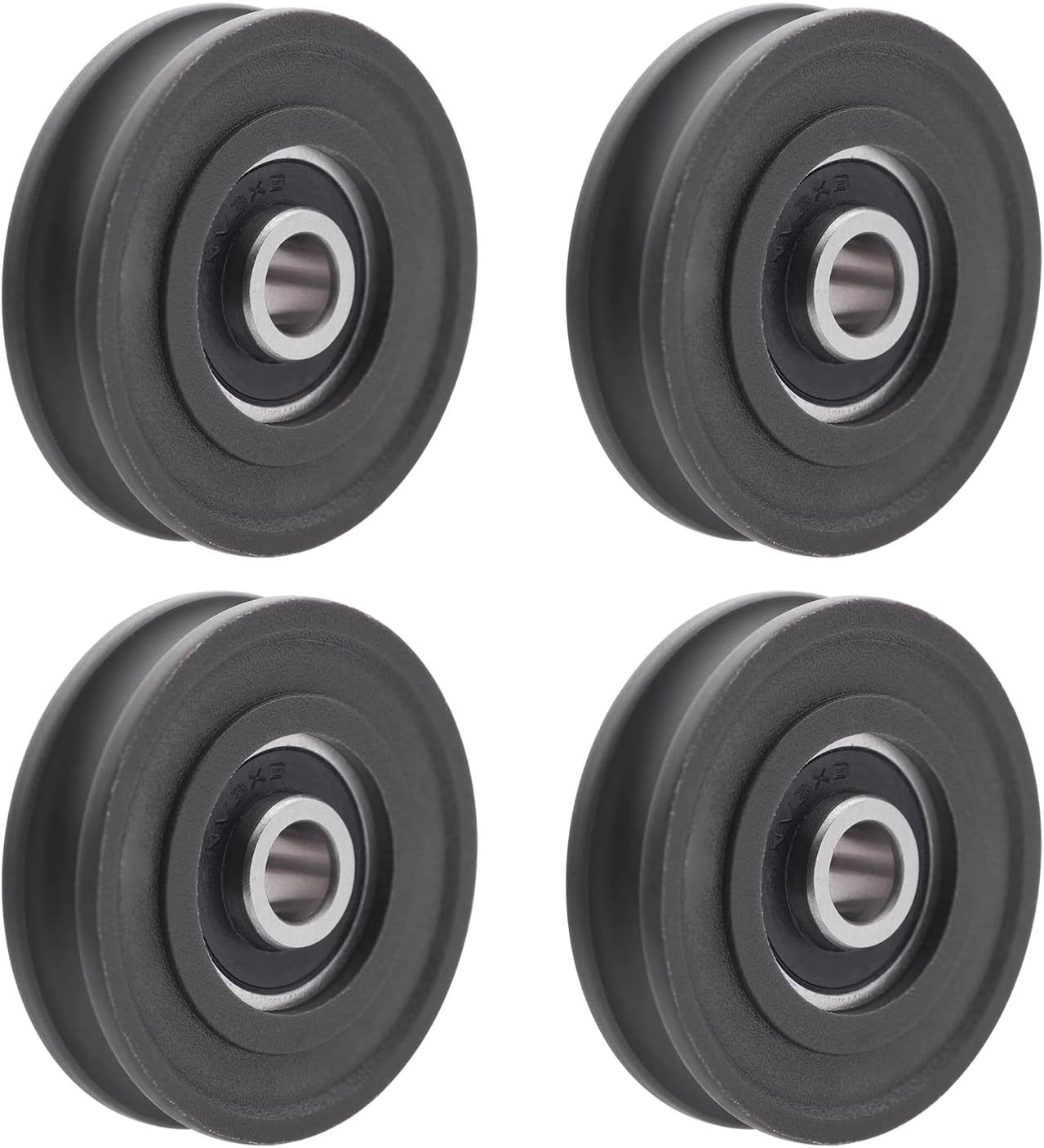4Pcs U Groove Pulley Wheel U-Groove Roller Guide Pulley Rolling Bearing Roller Wheel 8x45x11.5mm for Bicycle Accessories Pulleys Equipment