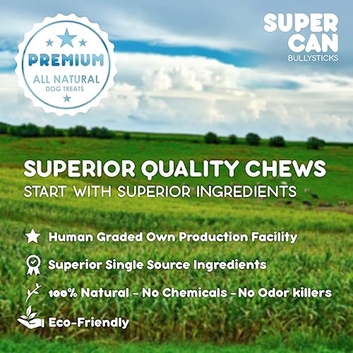 Miniatura 7 de SUPER CAN BULLYSTICKS Supercan Beef Gullet Sticks para perros, 12 pulgadas (4 unidades)  Masticables naturales de carne seca  Rico en glucosamina