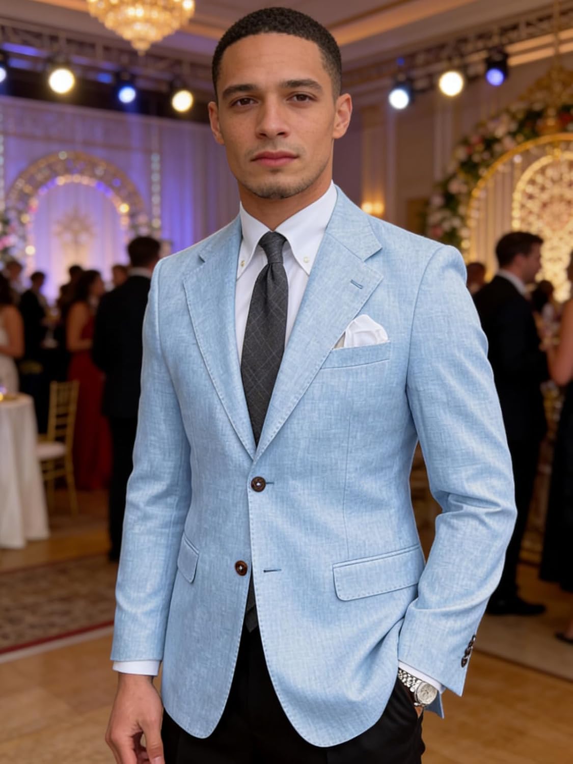 Men's Linen Blend Suit Jacket Casual Slim Fit Blazer Sport Coat Lightweight Business Party
