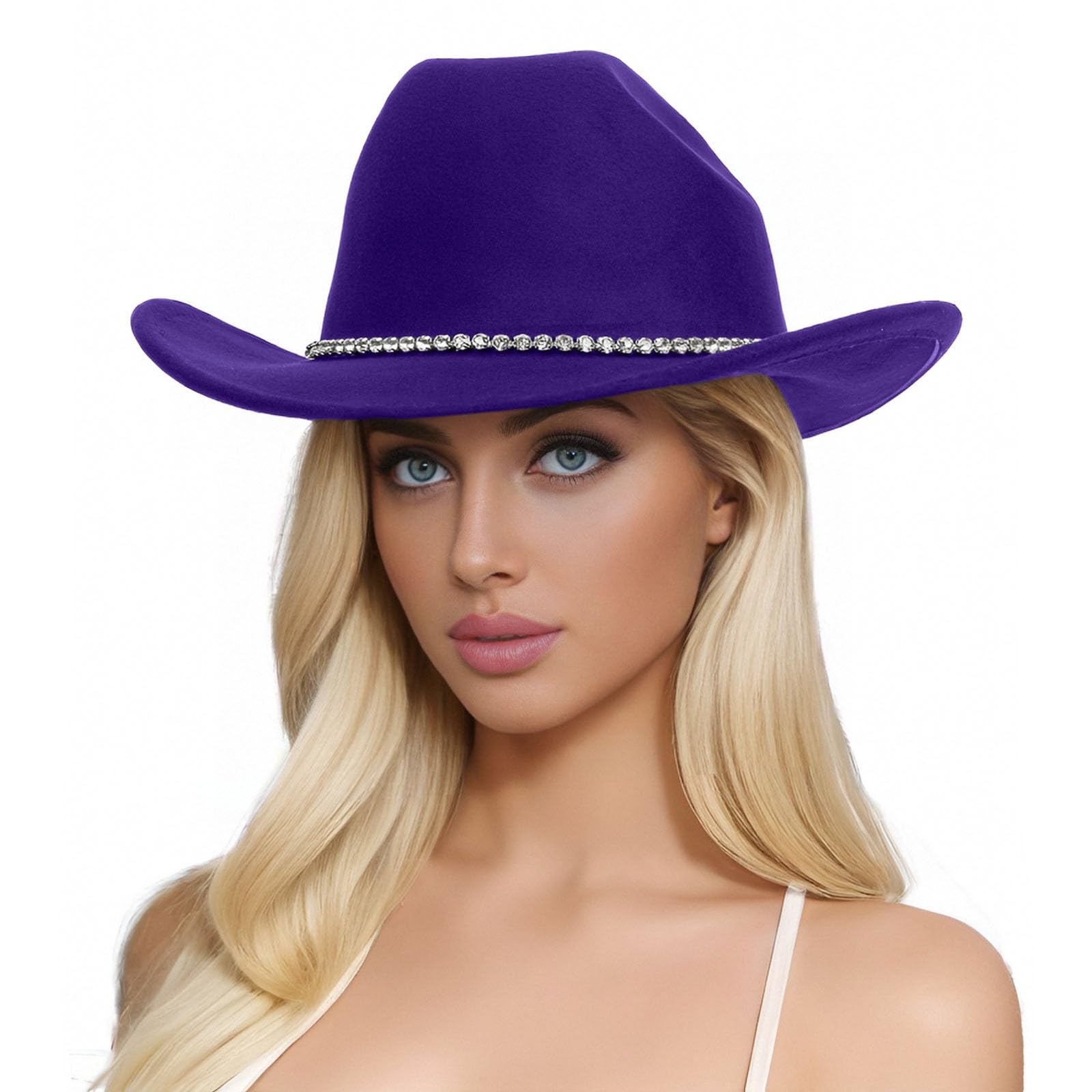 Chapeau de cowboy pour femme à strass scintillants accessoire élégant et polyvalent
