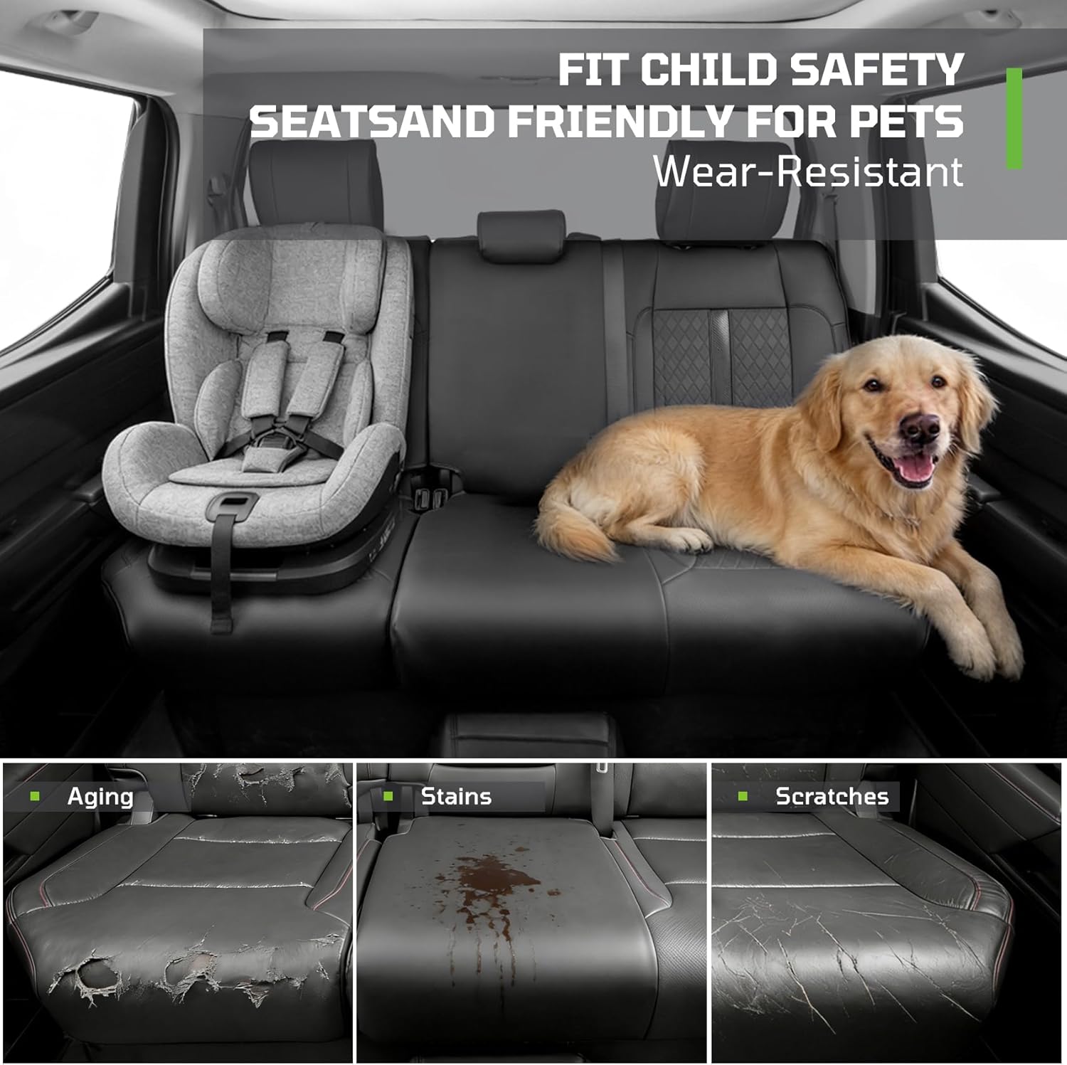 Fit For Toyota Tundra Crewmax Cab & Double Cab Sr Sr5 2022 2023 2024 2025 2026 Custom Car Seat Covers ,Full Covered Faux Leather Waterproof Seat Covers For Trucks,Car Seat Protector Full Set-Black