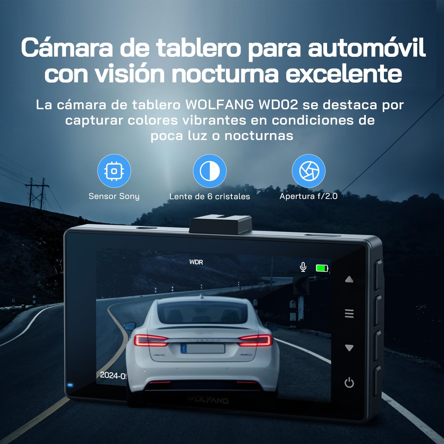 WOLFANG Dashcam, Cámara de Coche Delantera y Trasera 2.5K QHD, Dash Camera para Coches de 170º Gran Angular Monitor de Aparcamiento 24H con Grabación en Bucle y Sensor G
