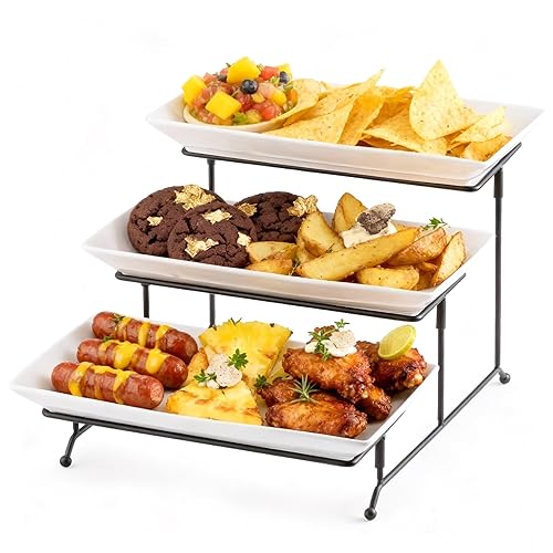 Gomakren 3 Tier Serving Trays Stand Porcelain Serving Platters 12