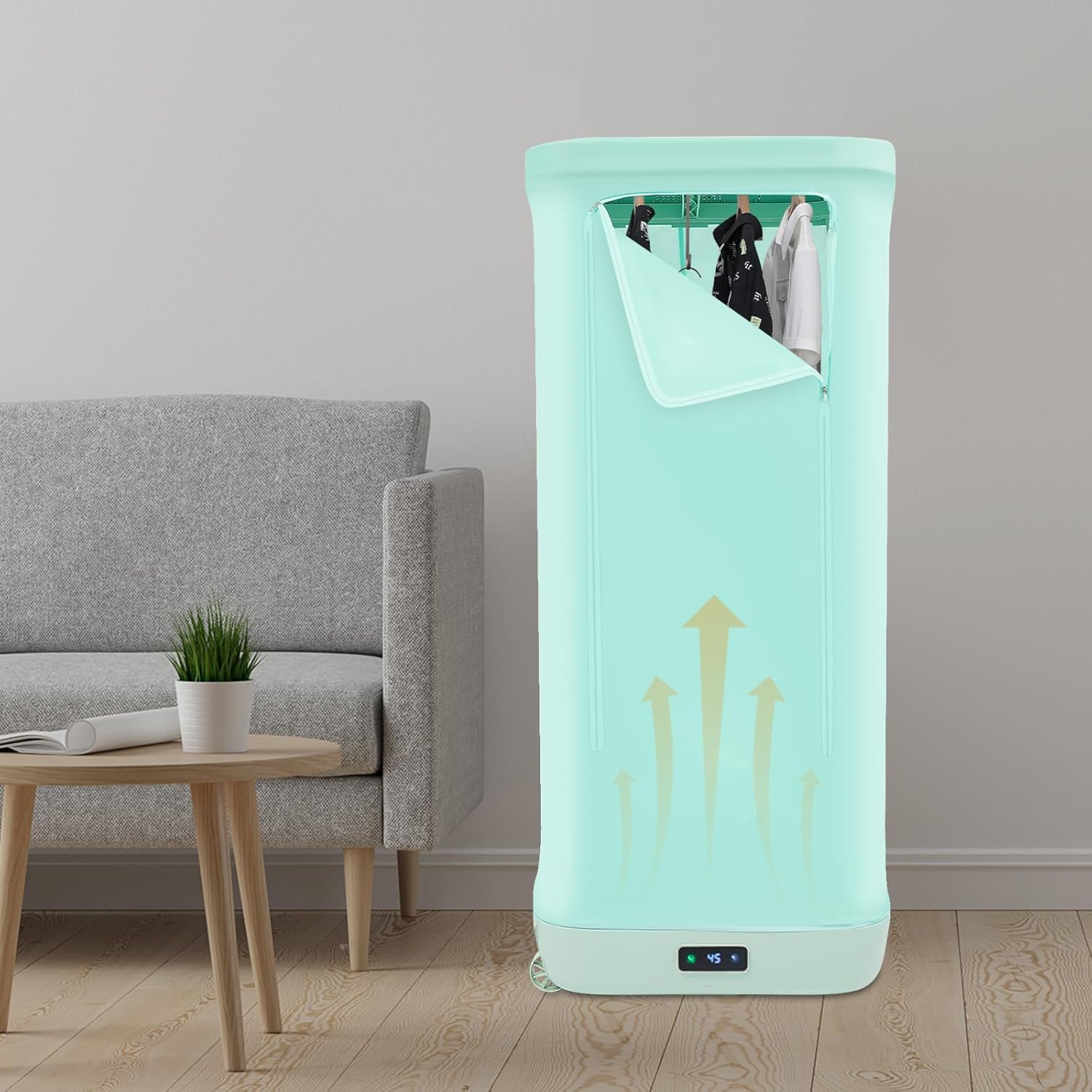 Folding Portable Clothes Dryer Automatic Ironing Machine Household Mini Quick Drying Dryer Clothes Wringer, Wardrobe Dryer with One Shelf for Apartment, RV, or Other Compact Spaces