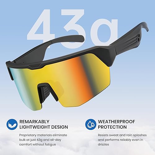 Miniatura 4 de Cyxus Gafas de sol inteligentes con Bluetooth para hombres y mujeres, micrófono integrado, auriculares de música, oído abierto, deportes, correr,