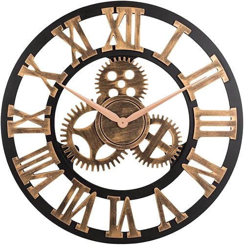 Oldtown Clocks Reloj de pared industrial steampunk vintage retro para decoración del hogar de 28 pulgadas (28 pulgadas, romano-anti-bronce) *Nota