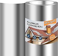 Tubtoken Aluminum Roll Flashing 24" x 50' 26GA Metal Roofing Roll - Rust-Resistant Roof Strip for Moss Mildew Leak Prevention