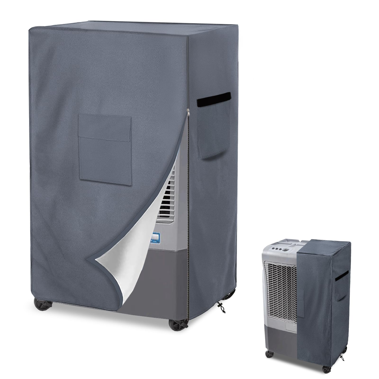 AIickwang Outdoor Portable Evaporative Air Cooler Cover,600D Heavy Duty Waterproof Evaporative Cooler Cover for MC61M/MC61V Evaporative Cooler,Swamp Cooler Cover grey,29" x 18" x 45".-image-46