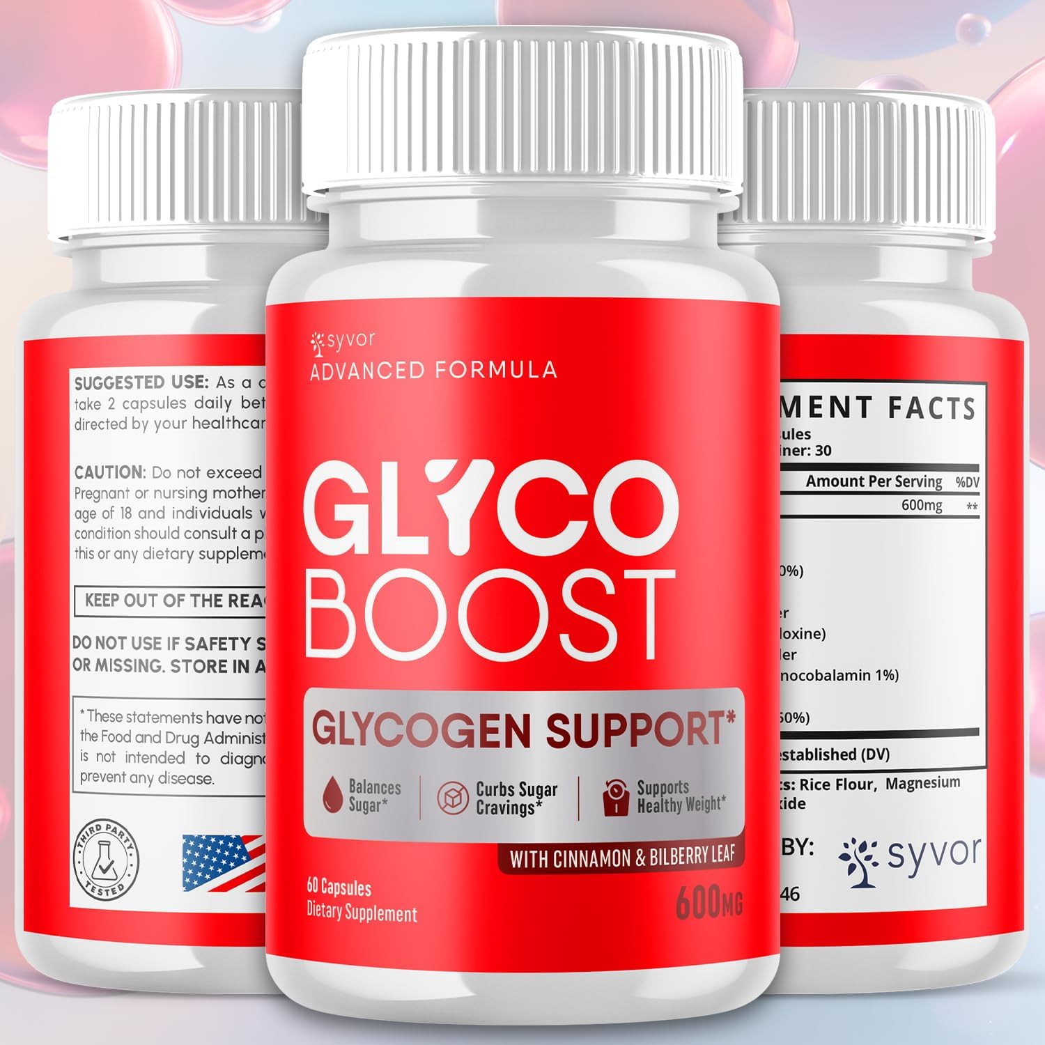 (3 Pack) Glyco Boost Capsules, Official Glycoboost Pills with All Natural Ingredients, Advanced Formula Glycogen Support Supplement with Max Strength Premium Vitamins for Women & Men (180 Capsules) - Image 2
