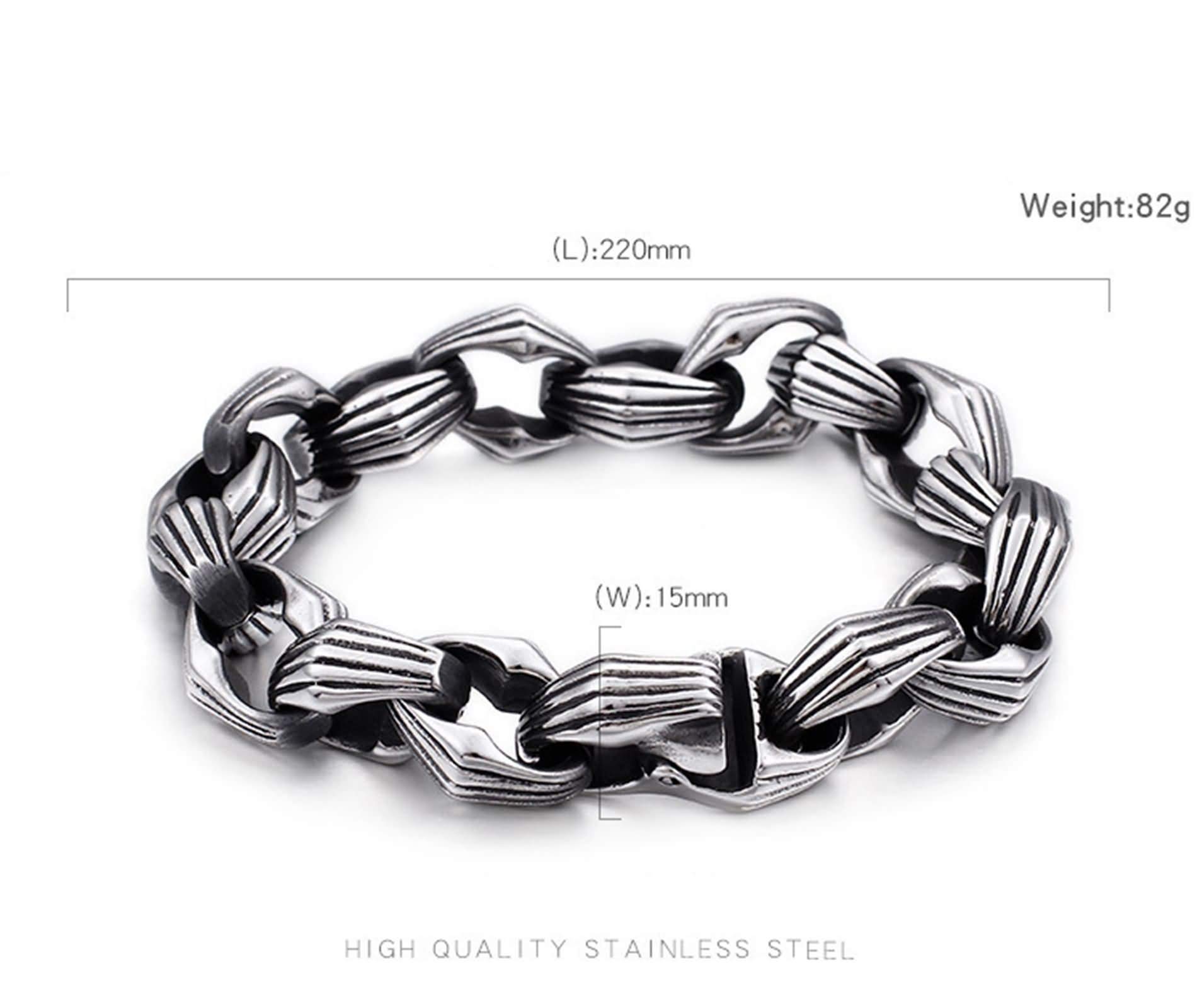 Braccialetti Catena Uomo,Bracciale di Acciaio Uomo Catena Bracciali Argento