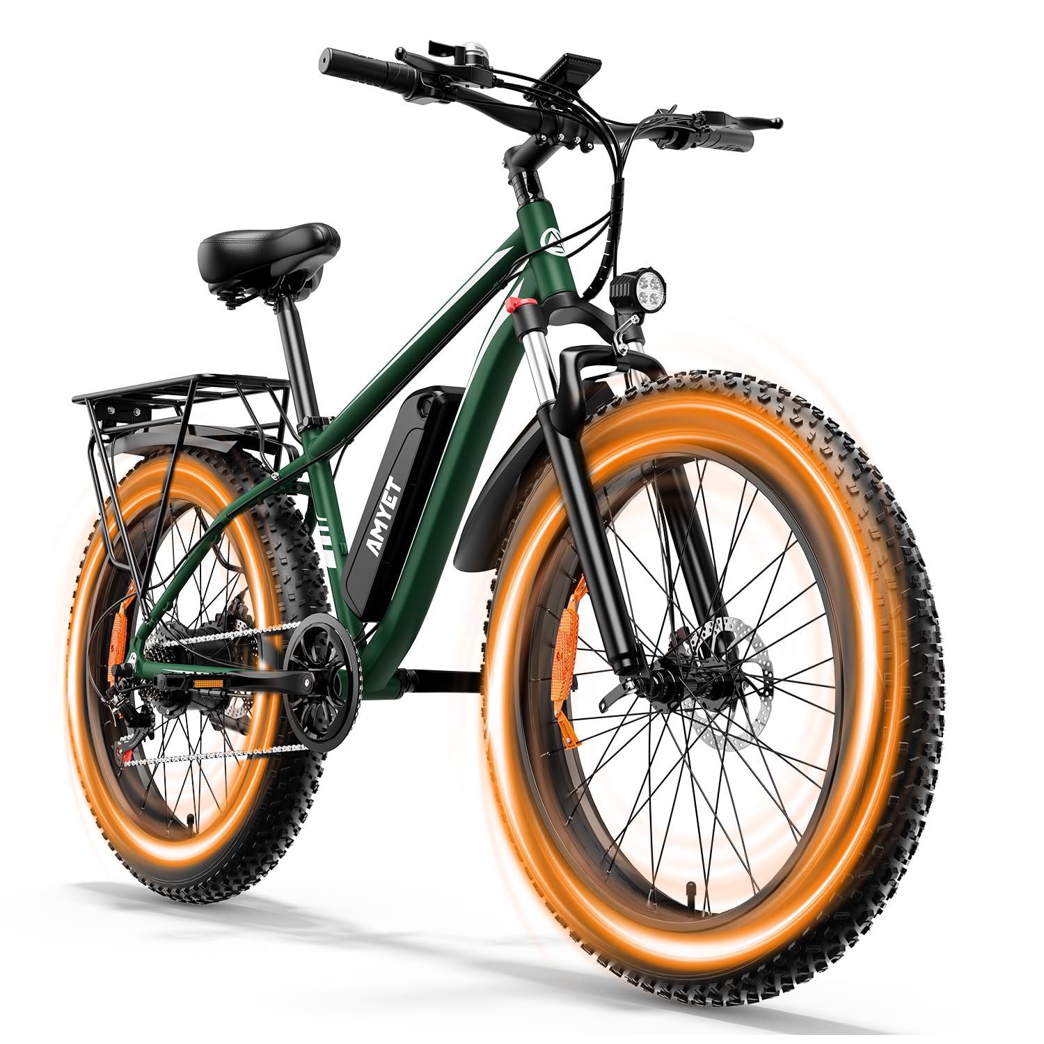 AMYET EB26 26" Electric Bike for Adults, Peak 2000W Fat Tire Ebike Bicycle | 1500W Motor,48V15AH Battery(720WH),Max 28 MPH,60 Mile,Shimano 7‑speed,Cruise Control,LCD Display,USB Port,Headlight,Taillight
