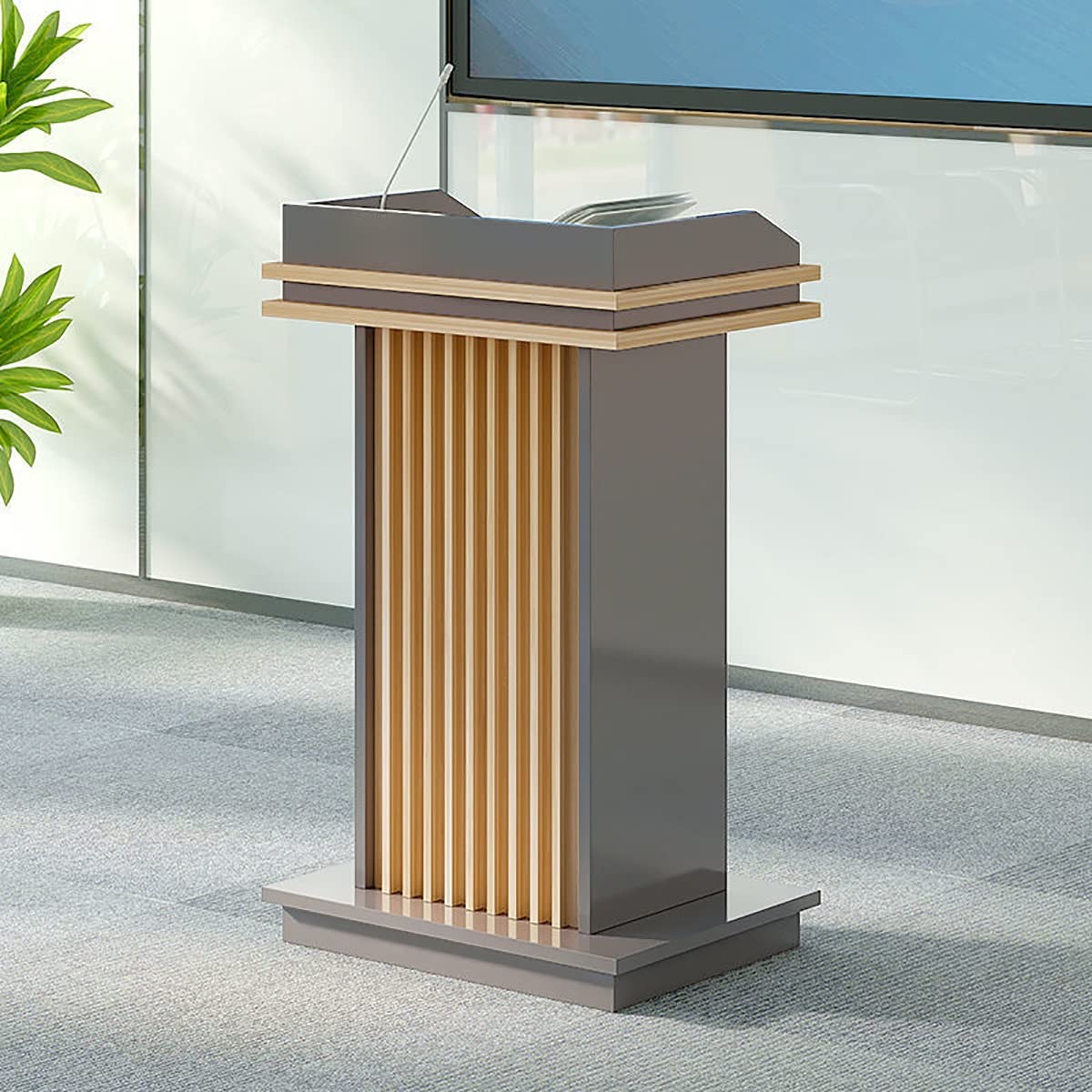 Bodenstehendes Podium, Rednerpult, Rednerpult for Geschäftskonferenzen/Hörsäle, Rednerpult aus Holz, mit breiter Lesefläche und Ablagefach (Color : A)