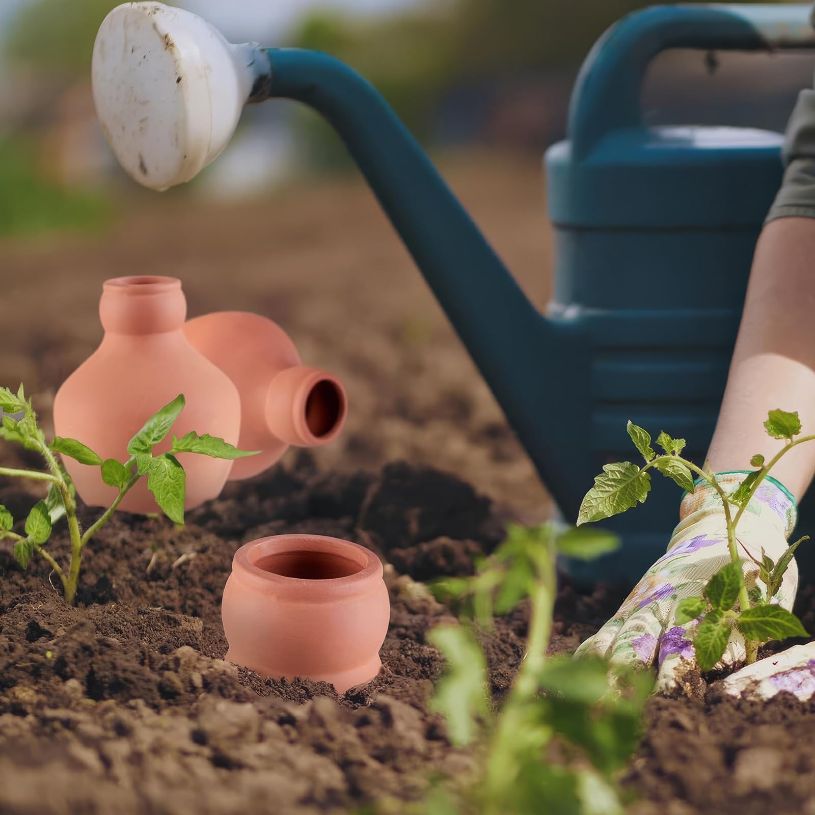 3er-Set 540ml Terracotta-Bewässerungskugel Mit Abdeckung | Bewässerungskugeln für Gartenbeete, Terrakotta Kugeln Bewässerung für Gemüsebeet Gewächshaus