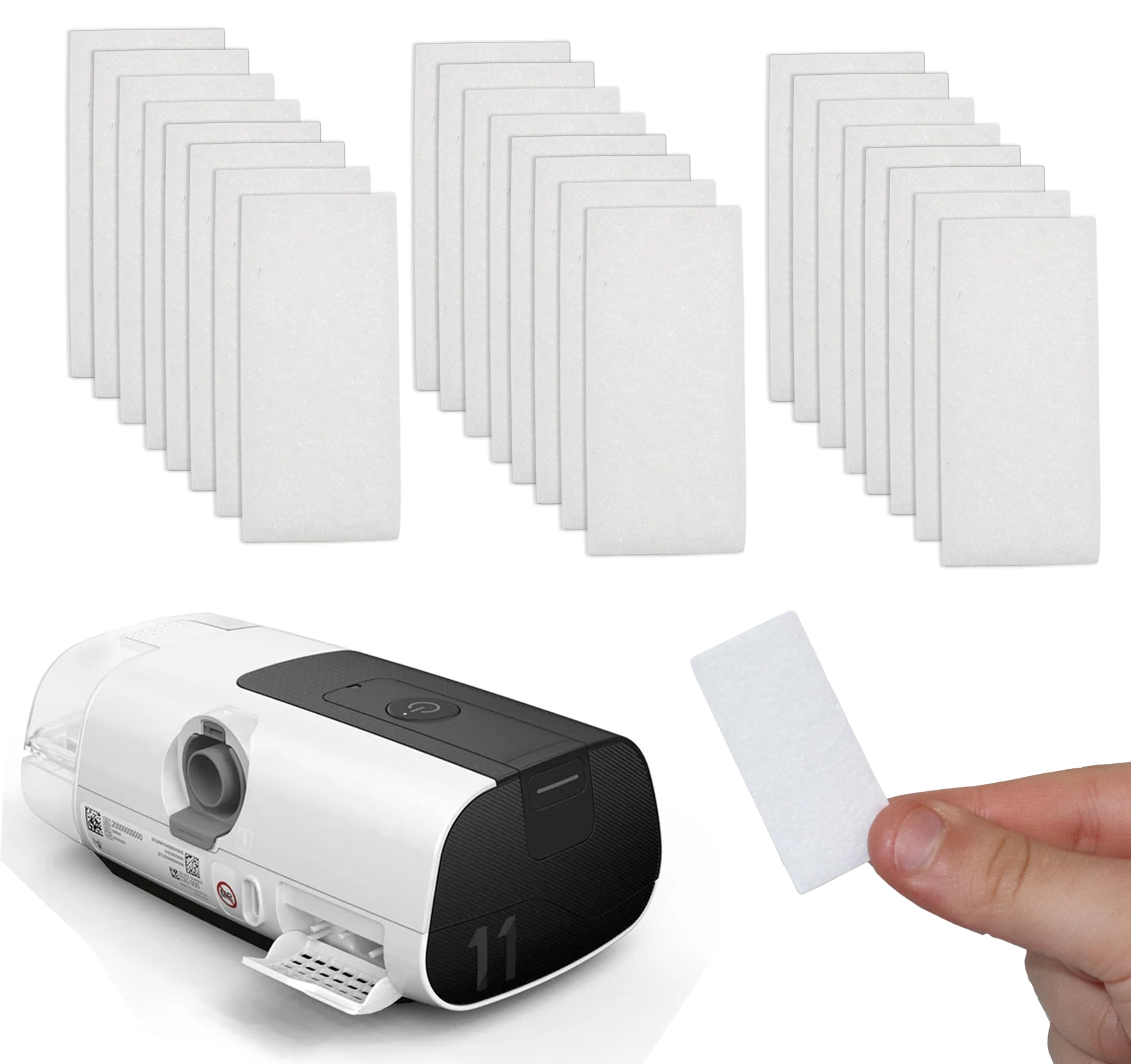24 filtry maszynowe CPAP, kompatybilne z AirSense 11. Popraw swoje wrażenia z CPAP dzięki tym wysokiej jakości akcesoriom CPAP. Niezbędne akcesorium CPAP.