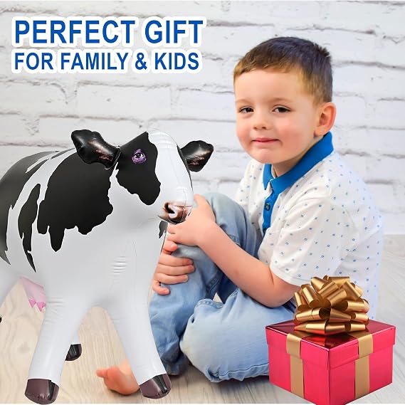 Jet Creations Cow Inflatable Animal Baby 37 inch Long Great for Pool Party Decoration, Birthday Kids and Adult an-Cow | Footpad base keeps it upright on flat surfaces; alienthemed styling adds a fun twist to barnyard decor, events, photo props