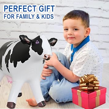 Jet Creations Cow Inflatable Animal Baby 37 inch Long Great for Pool Party Decoration, Birthday Kids and Adult an-Cow | Footpad base keeps it upright on flat surfaces; alienthemed styling adds a fun twist to barnyard decor, events, photo props
