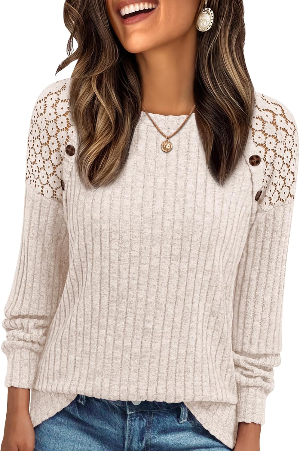 AUTOMET Long Sleeve Shirts for Women Lace Lightweight Sweaters Fall Business Dressy Casual Tops Trendy