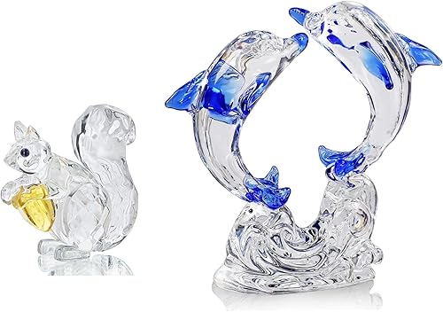 H&D HYALINE & DORA Figura coleccionable de animales de cristal, pisapapeles, centro de mesa